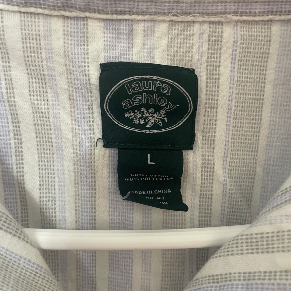 Laura Ashley Pajama Set Women's Size L Striped Button Top Pants Lounge Sleepwear - Picture 2 of 9